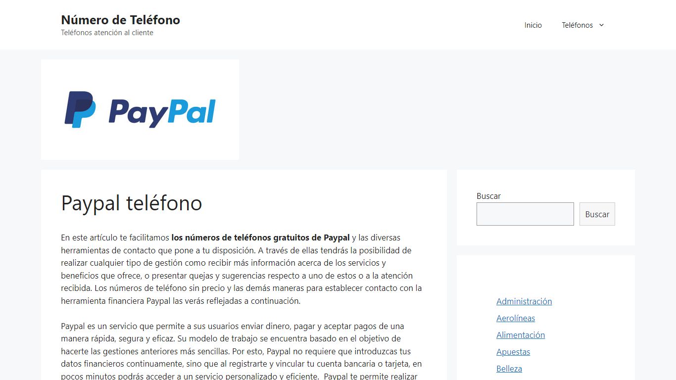 TELÉFONO PAYPAL Teléfonos atención clientes 900 80...