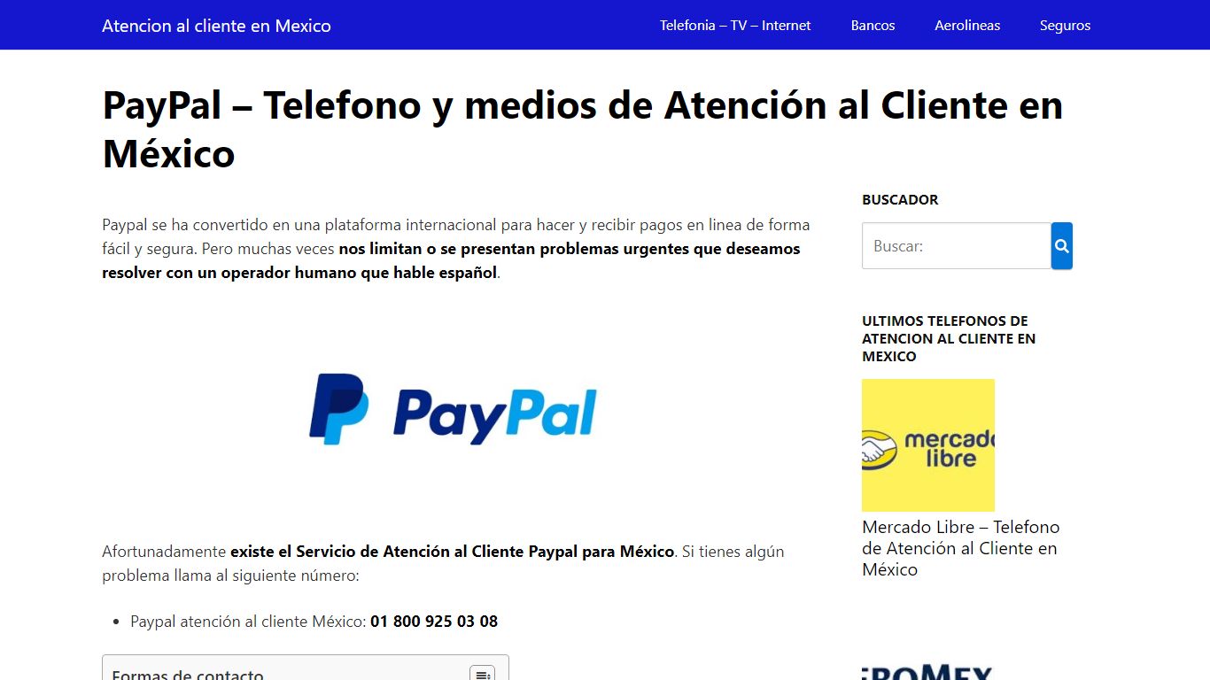 PayPal – Telefono y medios de Atención al Cliente en México